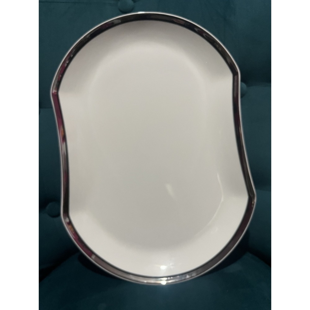 MIKASA China‎ SOLITUDE Platinum Narumi Japan Hourglass Platter 10.5"x14.75" MCM